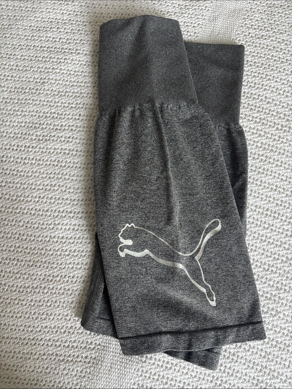 Puma Biker Shorts Dark Gray Logo Leggings - High Waisted Tummy Control